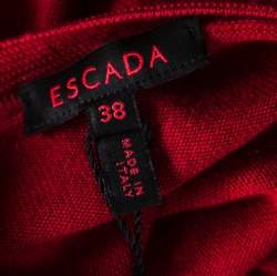 Escada Red Cashmere Knit Ruched Front Top M 