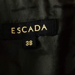 Escada Olive Green Tweed Embellished Delrose Sleeveless Dress M
