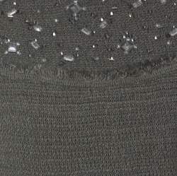 Escada Olive Green Tweed Embellished Delrose Sleeveless Dress M