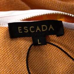 Escada Sunset Orange Fantasy Print Pique Knit Shaleesa A Line Dress L