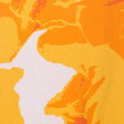 Escada Sunset Orange Fantasy Print Pique Knit Shaleesa A Line Dress L
