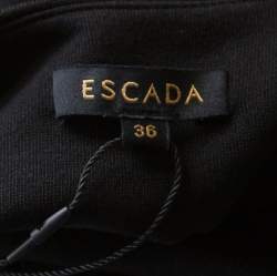 Pre Owned Escada Black Rib Knit Floral Cut Out Overlay Elcami Long Sleeve Dress M