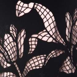 Pre Owned Escada Black Rib Knit Floral Cut Out Overlay Elcami Long Sleeve Dress M