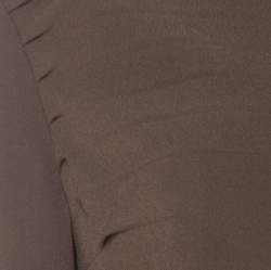 Pre Owned Escada Olive Green Crepe Side Pleated Long Sleeve Shift Dress M