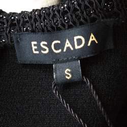 Escada Black Stretch Wool Scoop Neck Sahkyo Bodycon Dress S