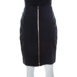 Escada Navy Blue Stretch Crepe Panelled Pencil Skirt M 
