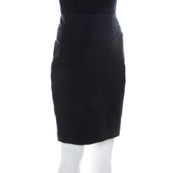 Escada Navy Blue Stretch Crepe Panelled Pencil Skirt M 