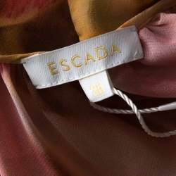 Escada Multicolor Fantasy Print Silk Handkerchief Hem Belted Nilou Blouse M