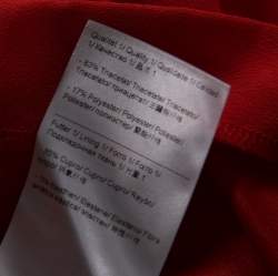 Pre Owned Escada Melon Red Crepe Gathered Fabric O-Ring Detail Cap Sleeve Dress M