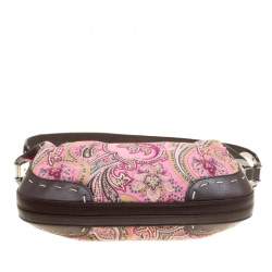 Escada Pink/Brown Printed Canvas and Leather Hobo