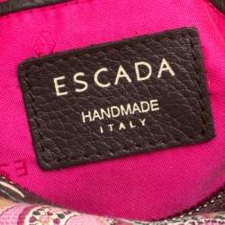 Escada Pink/Brown Printed Canvas and Leather Hobo