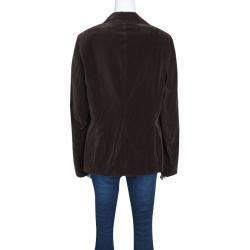 Pre Owned Escada Brown Velvet Top Stitch Detail Blazer M