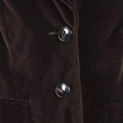 Pre Owned Escada Brown Velvet Top Stitch Detail Blazer M