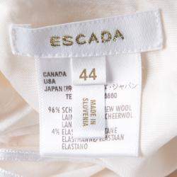 Pre Owned Escada Cream Wool Pencil Skirt M