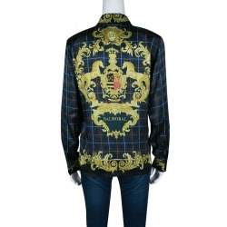 Pre Owned Escada Vintage Balmoral and Check Print Long Sleeve Silk Shirt M