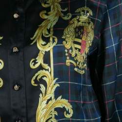 Pre Owned Escada Vintage Balmoral and Check Print Long Sleeve Silk Shirt M