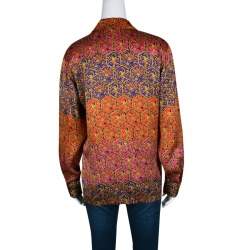 Pre Owned Escada Vintage Multicolor Printed Silk Long Sleeve Shirt M