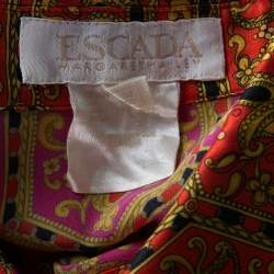Pre Owned Escada Vintage Multicolor Printed Silk Long Sleeve Shirt M