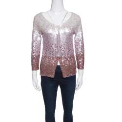 Escada Multicolor Ombre Sequined Wool Cardigan M
