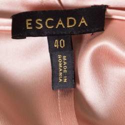 Pre Owned Escada Gloss Pink Silk Shawl Collar Nanaka Button Down Blouse L