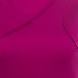 Pre Owned Escada Hot Lava Purple Stretch Knit Pintuck Detail Sleeveless Bodycon Dress S