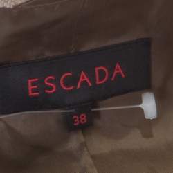 Pre Owned Escada Brown Textured Cotton and Silk Blend Tailored Pant Suit M