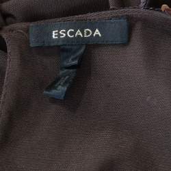 Escada Brown Sequin Embellished Nylon Mesh Sleeveless Top L