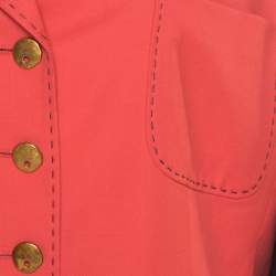 Pre Owned Escada Pink and Black Wool Paneled Contrast Top Stitch Detail Blazer L