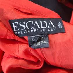 Pre Owned Escada Pink and Black Wool Paneled Contrast Top Stitch Detail Blazer L