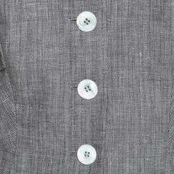 Escada Grey Linen and Wool Pleat Detail Tailored Blazer L