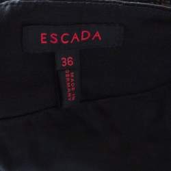 Escada Metallic Black Satin Trim Tailored Skirt M