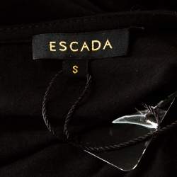 Pre Owned Escada Black Stretch Knit Plunge Neck Empire Erdem Top S