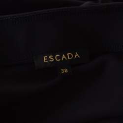 Pre Owned Escada Navy Blue Jersey Ruched Side Detail Skirt M