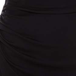 Pre Owned Escada Navy Blue Jersey Ruched Side Detail Skirt M