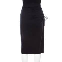 Pre Owned Escada Navy Blue Jersey Ruched Side Detail Skirt M