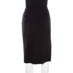 مملوكة مسبقًا Escada Black Stretch Knit Draped Pleat Front Runia Pencil Skirt L