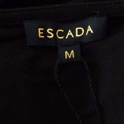 Pre Owned Escada Black Lace Overlay Jersey Crystal Embellished Scoop Neck Erbrou Top M