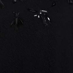 Pre Owned Escada Black Lace Overlay Jersey Crystal Embellished Scoop Neck Erbrou Top M