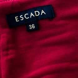 Pre Owned Escada Lacquer Red Stretch Knit Draped Ranani Pencil Skirt M