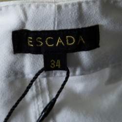 Pre Owned Escada White Stretch Denim High Rise Straight Leg Tessa Jeans S