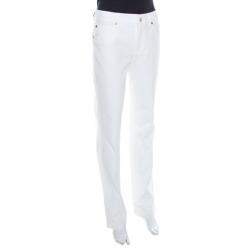 Pre Owned Escada White Stretch Denim High Rise Straight Leg Tessa Jeans S