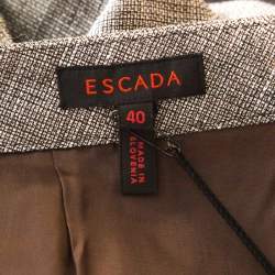 Escada Brown Basketweave Linen and Wool Wide Leg Hose Trousers XL