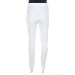 Pre Owned Escada White Stretch Denim Teresa Straight Leg Jeans S