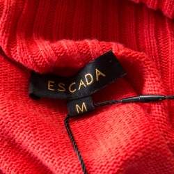 Escada Medium Orange Cashmere Wool Asymmetric Sleeve Oversized Turtleneck Sweater M