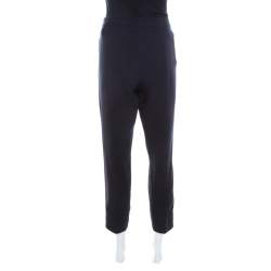 Escada Navy Blue Stretch Wool Crepe High Waist Cropped Tsava Trousers M