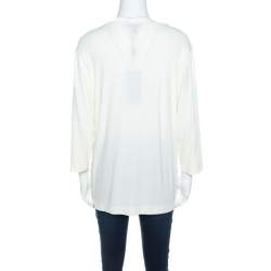 Pre Owned Escada Buttercream Stretch Knit Long Sleeve Jersey Top XXL 