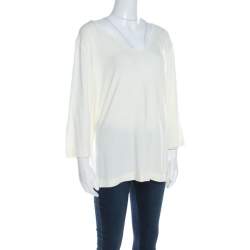 Pre Owned Escada Buttercream Stretch Knit Long Sleeve Jersey Top XXL 
