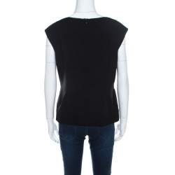 Escada Black Crepe Sleeveless Pleated Peplum Blouse L