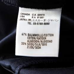 Escada Black Slub Cotton and Silk High Waist Straight Leg Pants M