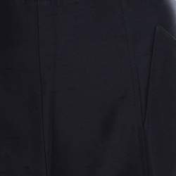 Escada Black Slub Cotton and Silk High Waist Straight Leg Pants M